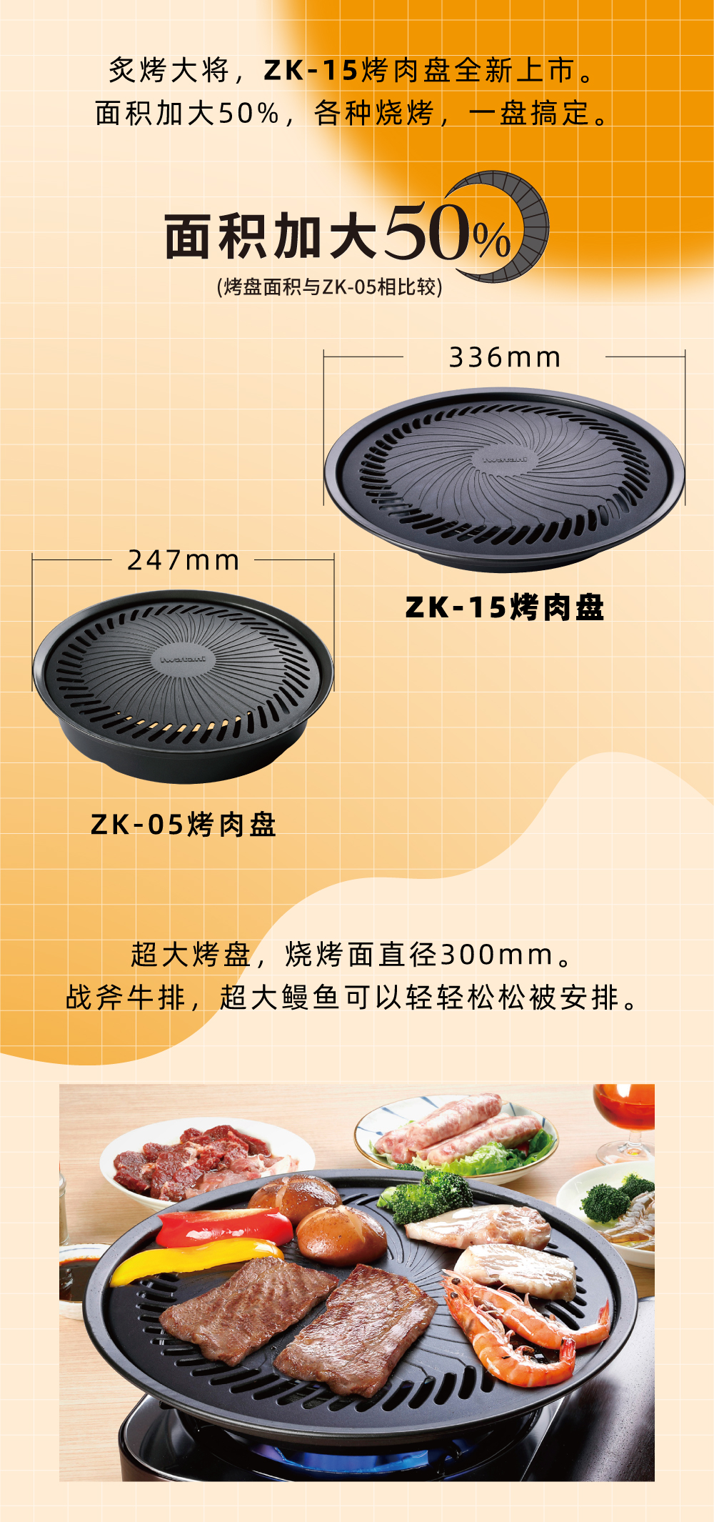 炙烤大將，zk-15全新上市。面積加大50%，各種燒烤，一盤搞定。